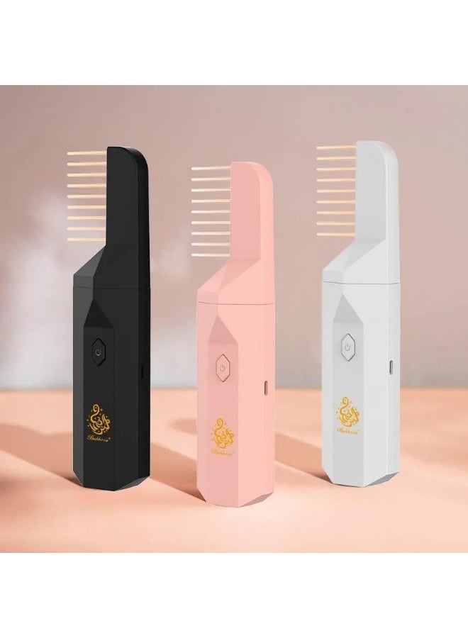 Bukhoor Upgraded 2-in-1 Electric Comb and Incense Burner for Arabic Incense, Mini Rechargeable USB Aroma Diffuser for Personal Hair Care, Home, Office and Car Use (Pink) - Image 3